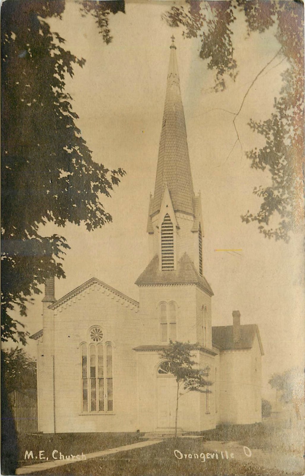 c1910 Orangeville Ohio M..E. Church Religious RPPC Postcard 25-6357