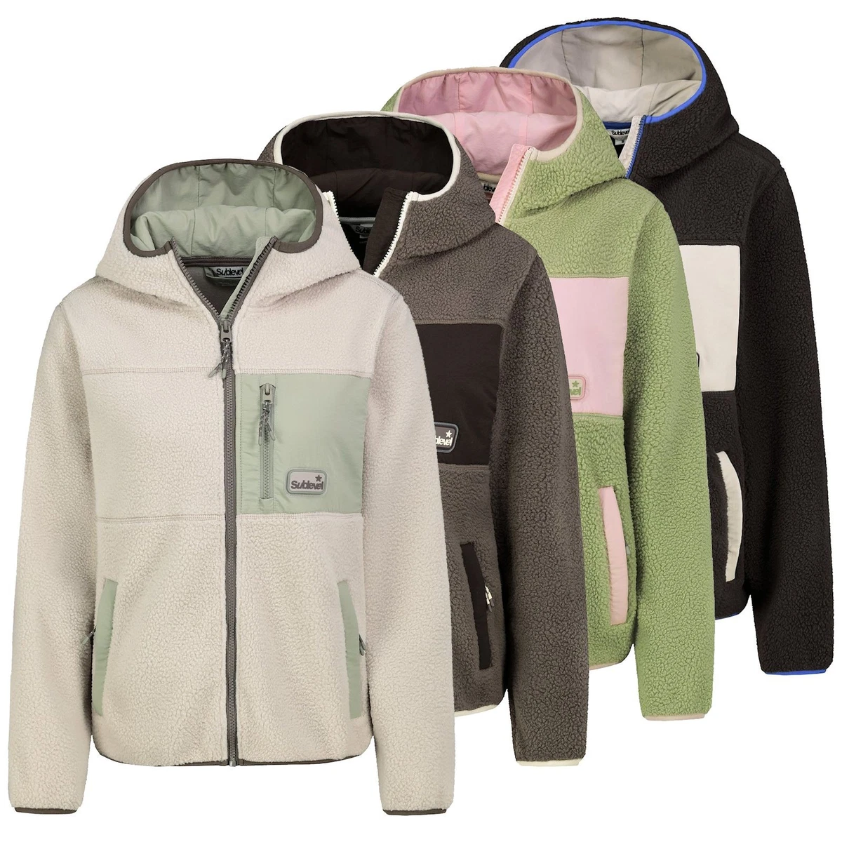 Sublevel Damen Fleecejacke Damenjacke Jacke Teddyjacke Kapuzenjacke LSL-568