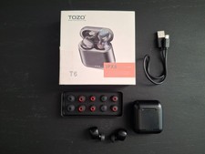 TOZO T6 Bluetooth Wireless Earbuds with Charger Case  CLEAN AND WORKS PERFECTLY
