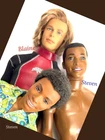 Mattel Barbie Steven, Blain, & Steven Lot- Beach Dolls Dressed With Footwear .
