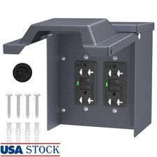 Outdoor Electrical Outlet Box with Dual 20 Amp WRTR GFCI Receptacles Waterproof
