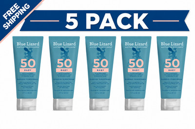 BLUE LIZARD Baby Mineral Sunscreen with Zinc Oxide, SPF 50+ 5 PACK EXP 12/26