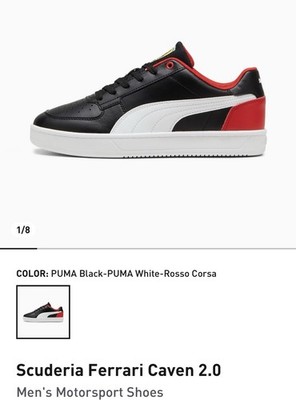 PUMA Scuderia Ferrari Caven 2.0 Men s Sneakers US 8 Black White Red