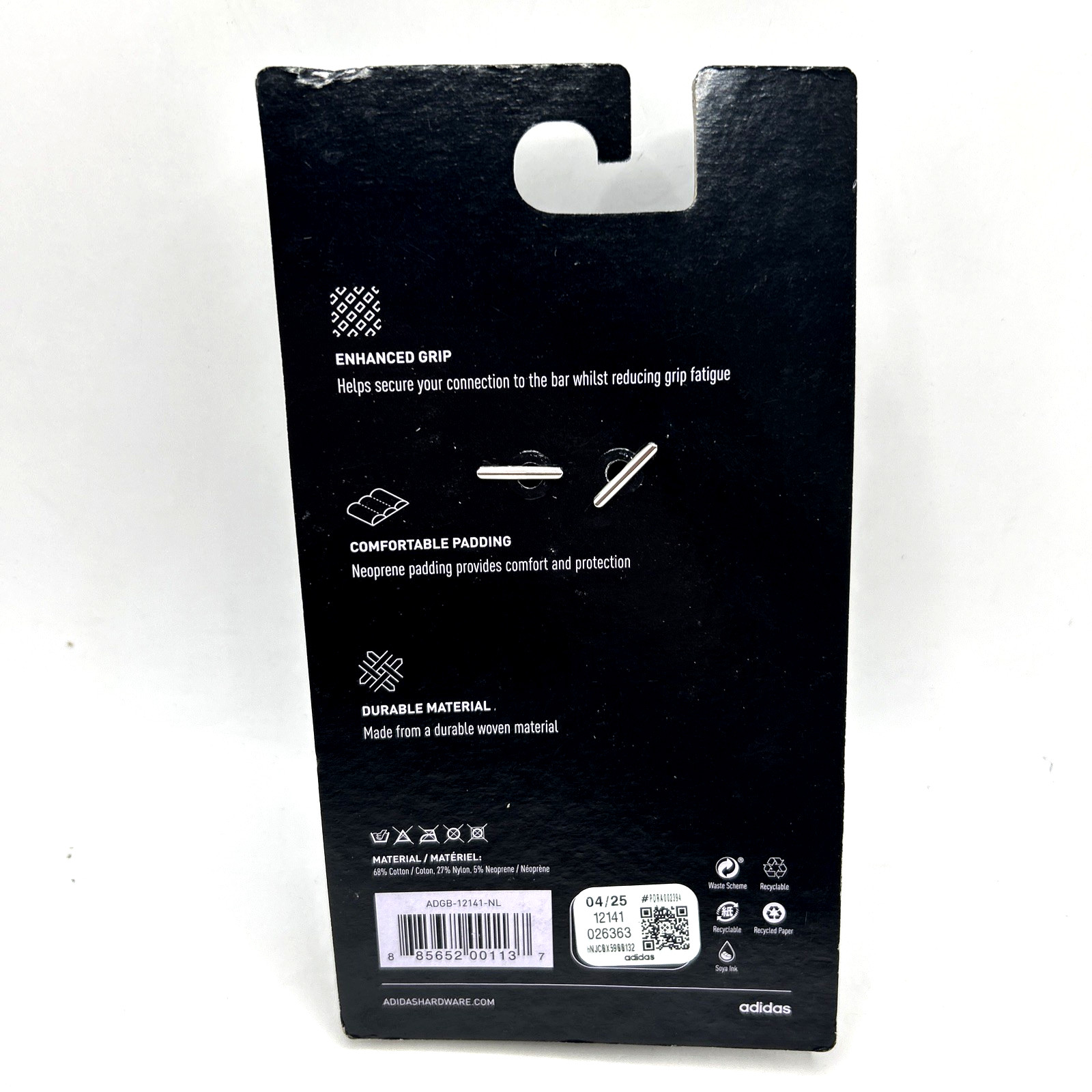 Adidas Black Lifting Straps One Size Fits All Weightlifting Grip Wrist Wraps