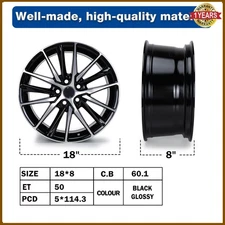 Black 18" X 8"  For Toyota Camry 2021 2022 2023 Replacement Wheel Rim 95093