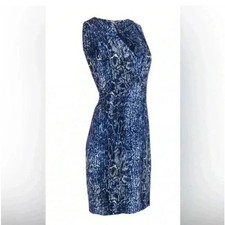 Tory Burch Blue Snakeskin Print Silk Sleeveless Sheath Dress Women’s XL NWOT