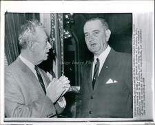1959 Washington Dc Lyndon Johnson Everett Dirksen Senate Leaders Wirephoto 8x10
