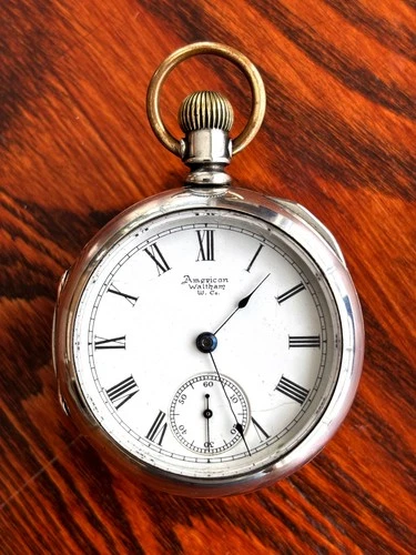 Rare 1887 Waltham 18 Size 11J Wm. Ellery Swing-Out Coin Case Nice Dial Runs Well