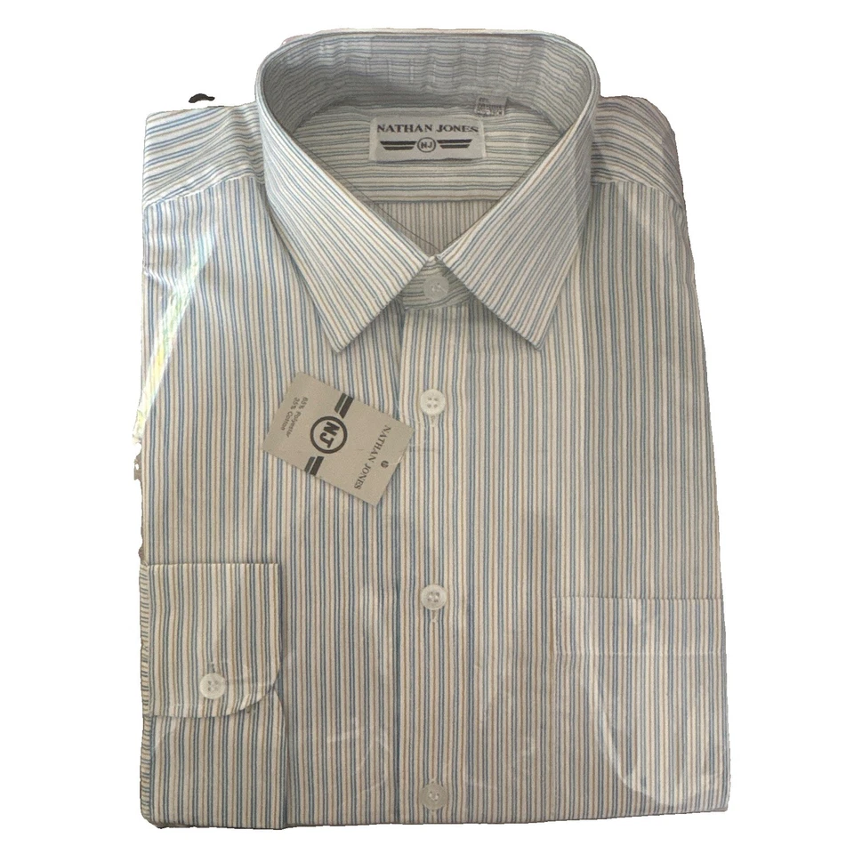 Nathan Jones Men’s Regular Fit Stripe Easy Care Dress Shirt 15.5/39cm - Image 1 of 4
