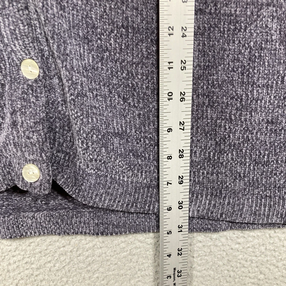 Cárdigan de terciopelo con botones morados 2X Denim & Co suéter para mujer cómodo relajado Foto 3 de 4