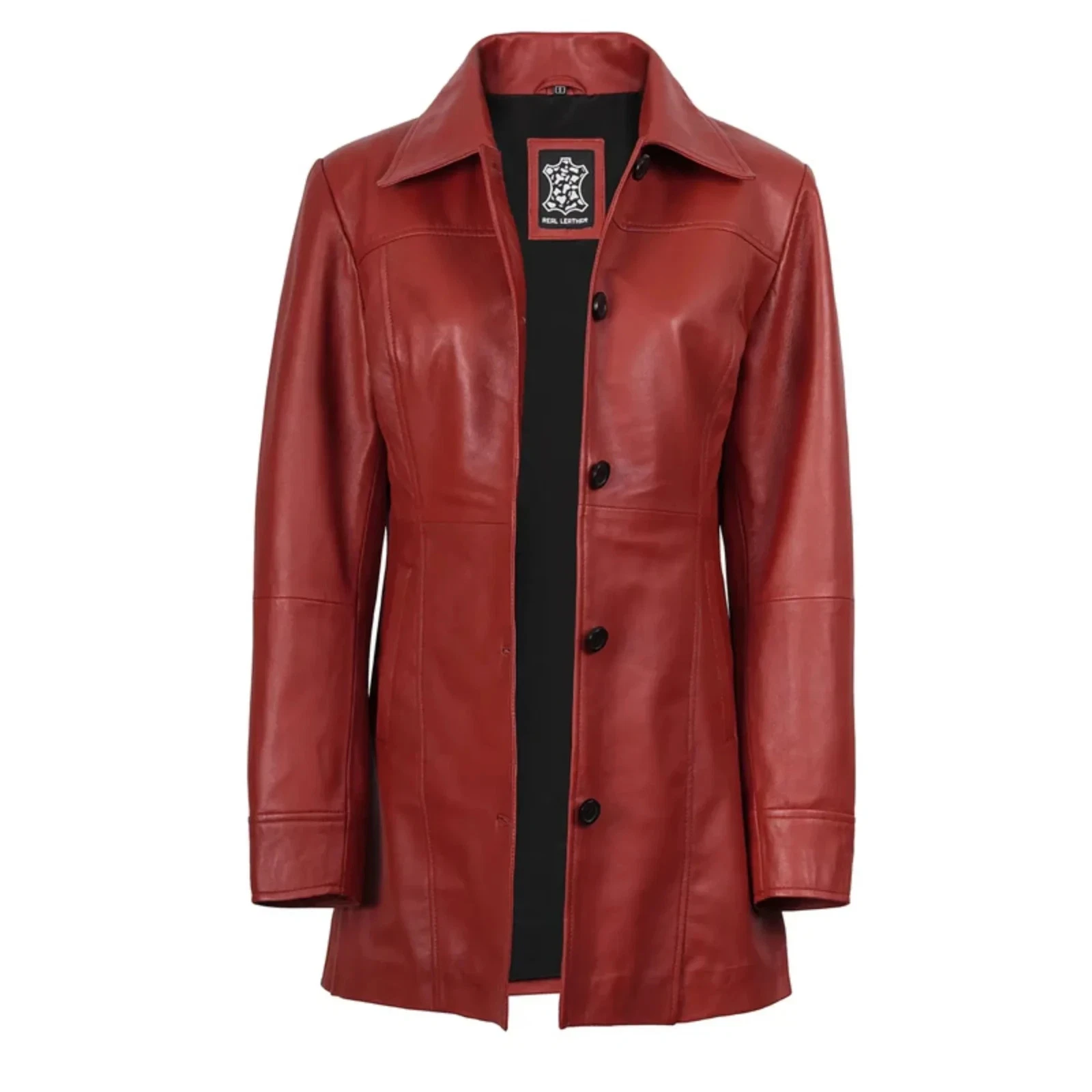 Women's Red Real Leather Car Coat
Opens in a new window or tab