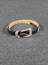 Brighton Womens Belt Black Leather Silver Tone