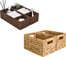 Stylish Round Paper Rope  Water Hyacinth Storage Baskets for Home Decor