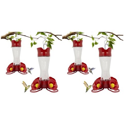 Glass Hummingbird Feeders with Perches & Bee Guards - 2 Pack