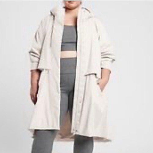 Athleta Edgewater Rainout Raincoat Hooded Parka Beige Cream Size Small - Picture 2 of 16