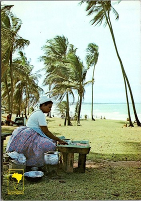 #ad Brazil Salvador Bahia Allá Garden Beach Woman Washing Clothes Vintage Postcard $7.95