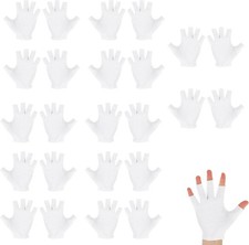 12 Pairs Fingerless Gloves for Dry Hands, White Cotton Gloves for Women Men, M
