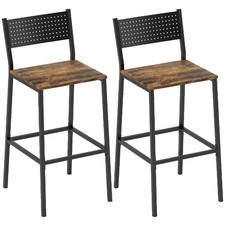 DecHome Set 2 Sgabelli Cucina Bar Alti in Metallo 43,2x50,5x97,8 cm Nero Legno