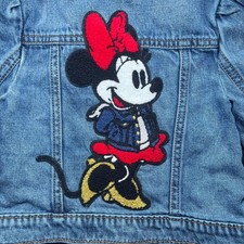Baby Gap Denim Jacket Toddler 3T Blue Excellent Minnie Mouse Disney Patch Snap