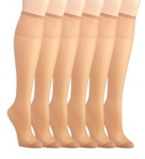 Hanes QM6775 Silk Reflections Knee High Reinforced Toe - 6 Pack