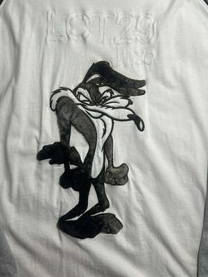 RARE VNTG Lot29 Luxe Looney Tunes Coyote Chenille Big Logo Long