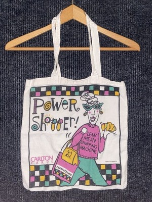 Vintage Carlton Cards Power Shopper Canvas Tote Bag