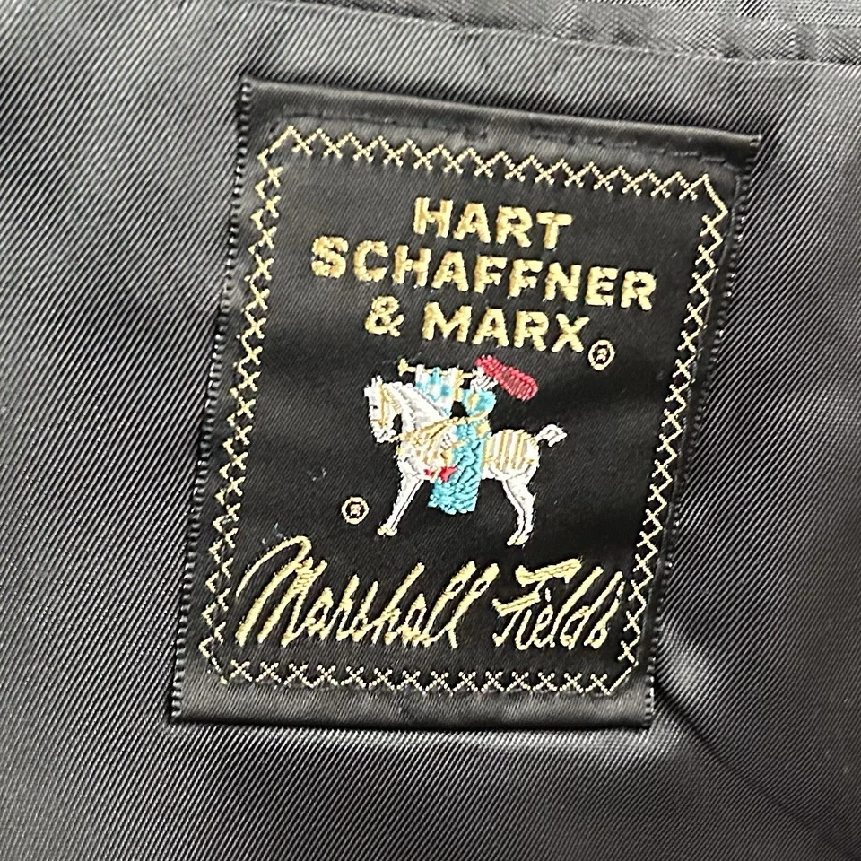 Blazer Hart Schaffner Marx 44S Vintage 100% Lã Azul Marinho Dourado Dois Botões Ventilado - Imagem 3 de 4