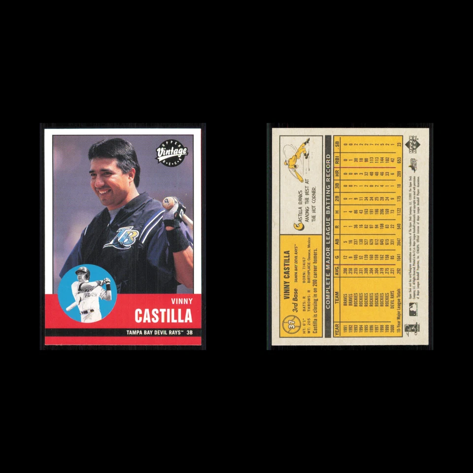 Vinny Castilla #37 2001 Upper Deck Vintage Tampa Bay Devil Rays Baseball Card NM - Image 3 of 3