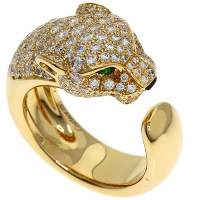 CARTIER PANTHERE de Cartier Ring Halbpavéfassung Diamant #51 K18 Gelb ...