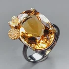 Handmade 24 ct+ Natural Citrine Quartz Ring 925 Sterling Silver Size 8 /R437314