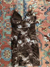 J For Justify Dress Brown Mesh Stretch Club Size S Small Lined Y2K Style