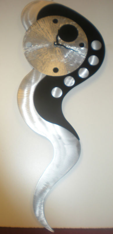 MODERN/ CONTEMPORARY WALL CLOCK - BRUSHED ALUMINIUM MADE IN USA