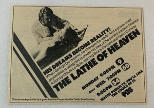 1980 PBS tv mini-series ad ~ THE LATHE OF HEAVEN