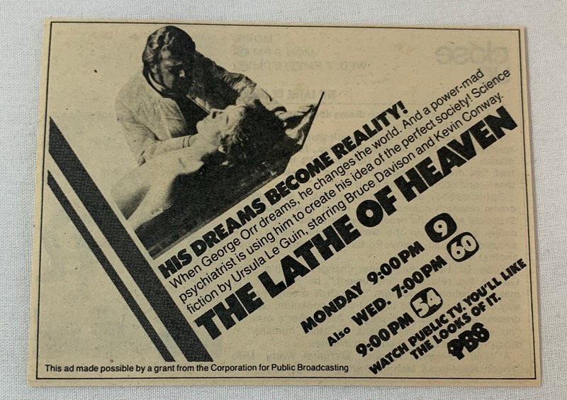 1980 PBS tv mini-series ad ~ THE LATHE OF HEAVEN