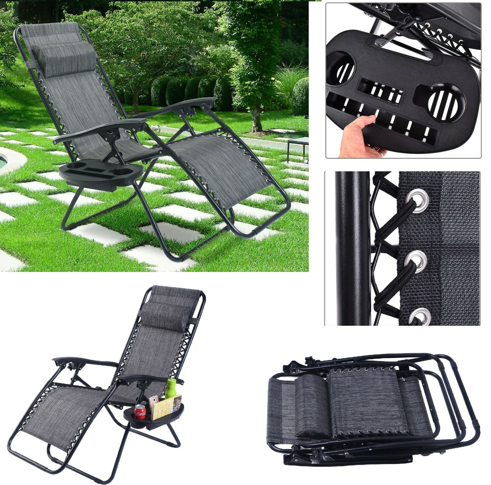 folding chaise zero gravity chairs lounge patio chairs outdoor yard beach  lawn