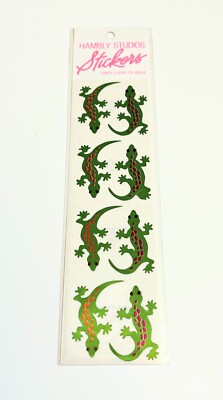 NEW Vintage Hambly Studios  Retro Gecko Lizard  Mylar 12 Stickers 1 Sheet
