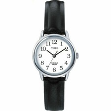 Timex T20441, Easy Reader, Women's, Black Leather Strap Watch, Indiglo, NEW