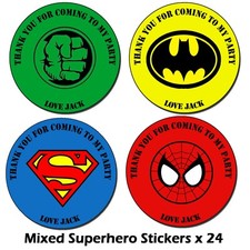 Personalised Superhero Birthday Stickers Party Thank You Sweet Cone Bags Hulk 24