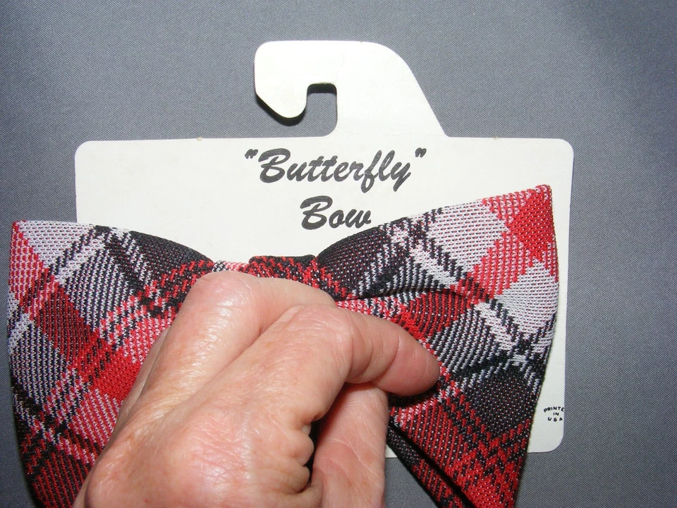 70S ГАЛСТУК-БАБОЧКА ШИРОКИЙ РАЗМЕР КРАСНЫЙ КЛЕТКУ БАБОЧКА БАНТ 6 «X 4» НЕИСПОЛЬЗОВАННЫЙ ЗАПАС НА КАРТЕ - Изображение 3 из 4