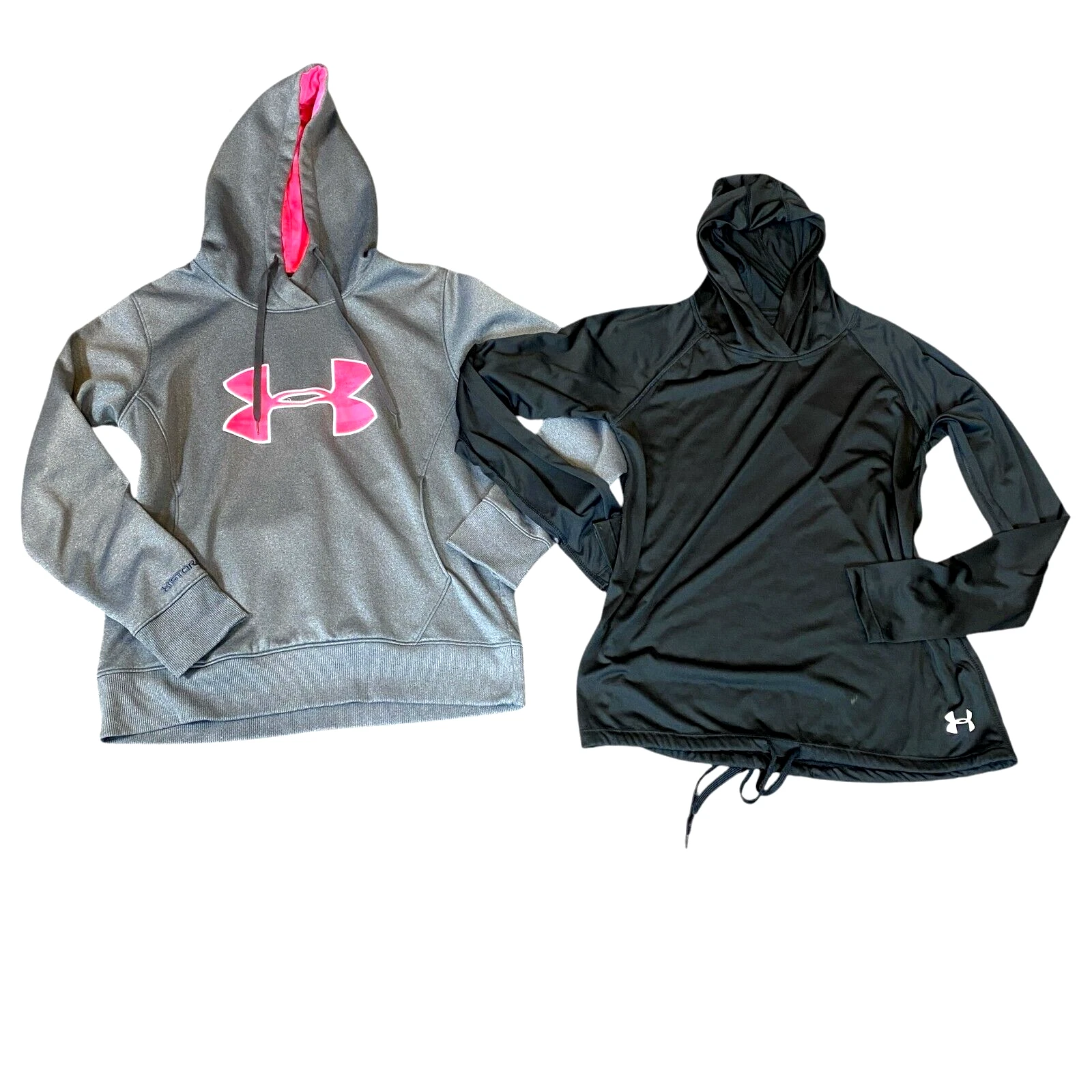 Bundle of 2 Under Armour Hoodies Women's Sz M Gray/Pink and Black #343B