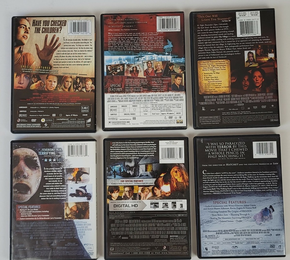 LOT 6 ADULT HORROR THILLER DVD, The Last Winter, Shut In, Frozen
