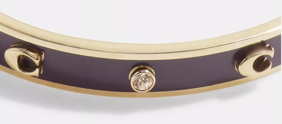 💜 Brazalete Coach Signature Piedra Bisagras -Co230Oro/Vino-Púrpura con Circonita Cúbica Foto 2 de 3