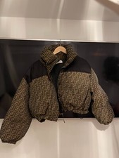 Fendi Crop Puffer Jacket With Detachable Hood