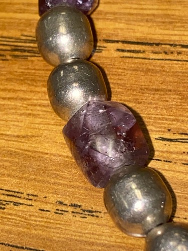 Vintage schwere Halskette aus Sterling und Amethyst Made in Mexico - Bild 6 von 12
