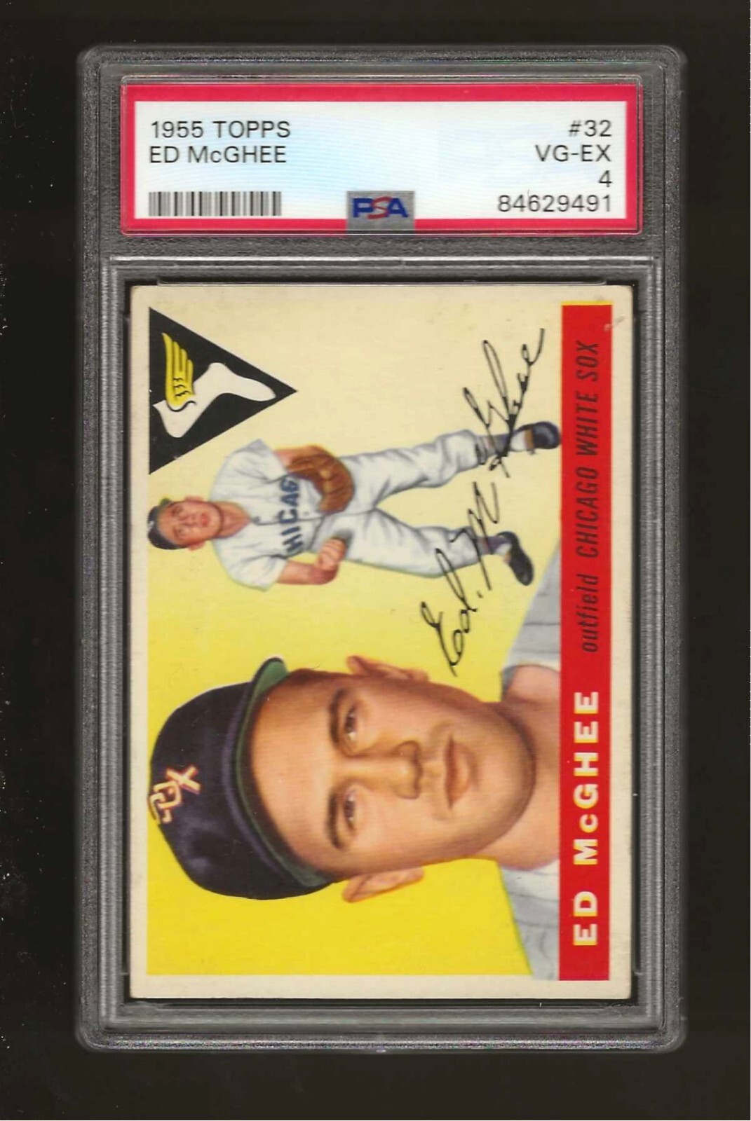 1955 TOPPS #32 Ed McGhee Chicago White Sox PSA 4 VG-EX