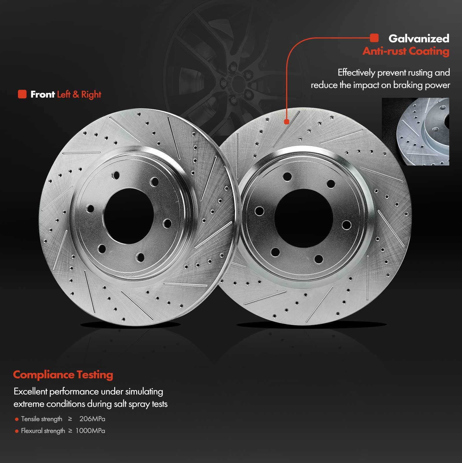 Drilled Brake Rotor for INFINITI QX56 Nissan Armada TITAN 0819 5.6L