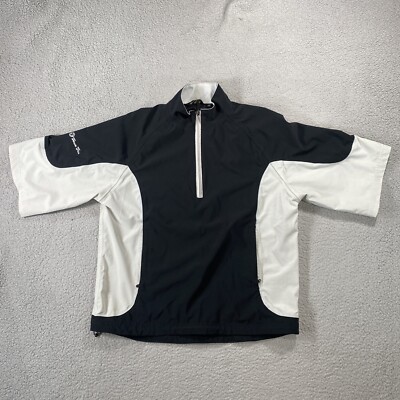 Second Skin Mens Small 1/2 Zip Windshirt Black Activewear Short Sleeve Golf