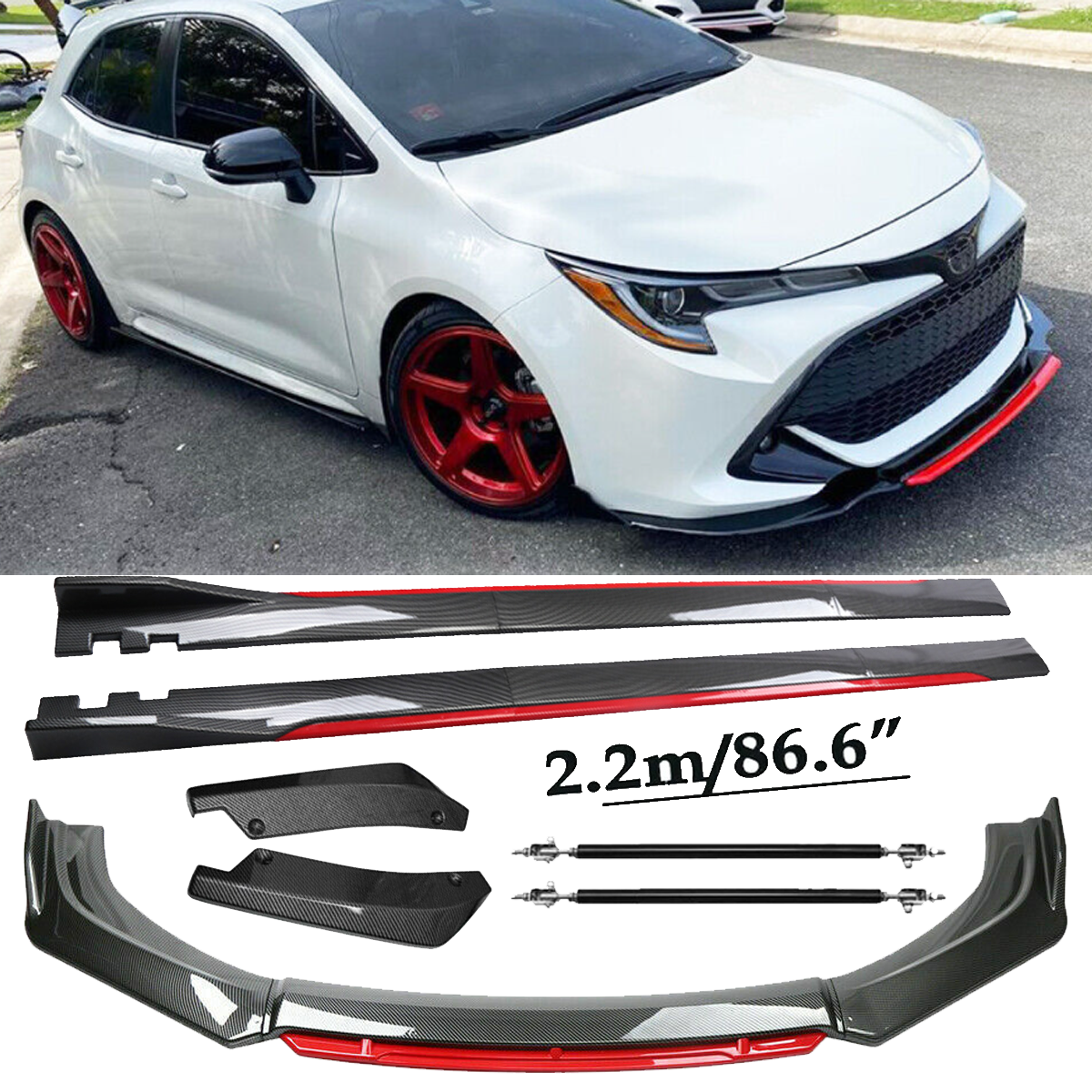 Front Lip Chin Bumper splitter Carbon Fiber Body Side Skirt For Toyota Corrolla