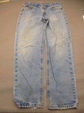 Carhartt Size 36x34 Mens Blue 100 Cotton Zip Fly Pockets Straight Jeans 331