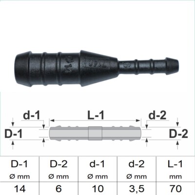 1 2 3 5 oder 10 Stck Schlauchverbinder 14 mm 6 mm RGV gerader reduziert schwarz